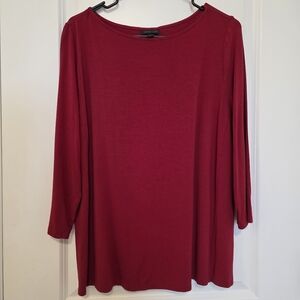 J. Jill Wearever Collection Rich Red Blouse 3/4 Sleeve Size Medium